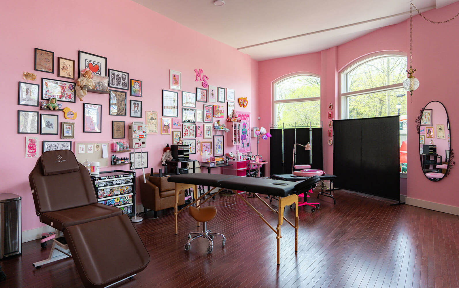 Interior of Pink Palace Tattoo in Evanston